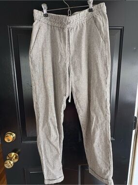 Jcrew Linen Casual Pinstripe Drawstring Pants